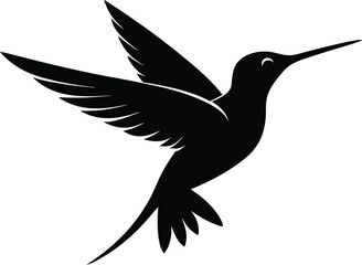 Silhouette abstract flying hummingbirds isolated vector illustration