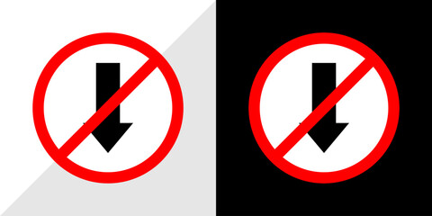 No Downward Traffic Prohibiting Downward Movement Icon Design