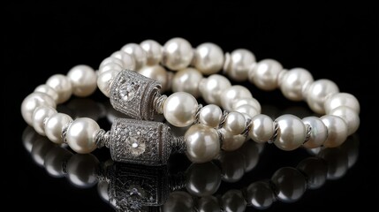 Elegant Pearl Bracelets with Diamond Accents