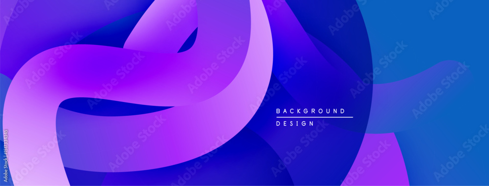 Poster abstract fluid shapes, vibrant purple, blue gradients. modern design element, smooth curves, dynamic