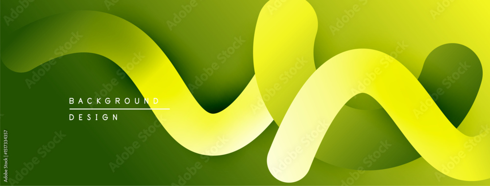 Aufkleber Abstract wavy lines, vibrant green background. Modern design element, smooth gradients create dynamic visual flow.