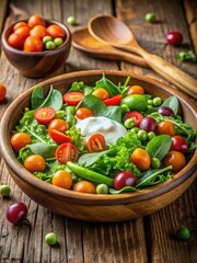 Colorful mixed greens salad with cherry tomatoes and carrots