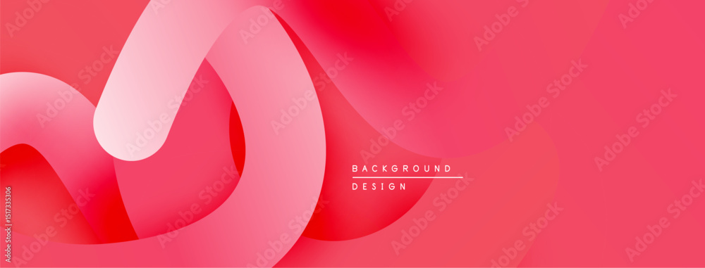 Poster Abstract red design. Smooth flowing shapes create dynamic visual effect. Gradient shades add depth, modern aesthetic.