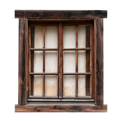 Obraz premium Antique wooden window isolated on transparent background