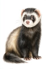 Fototapeta premium Charming Ferret Illustration with Detailed Fur and Expressive Features