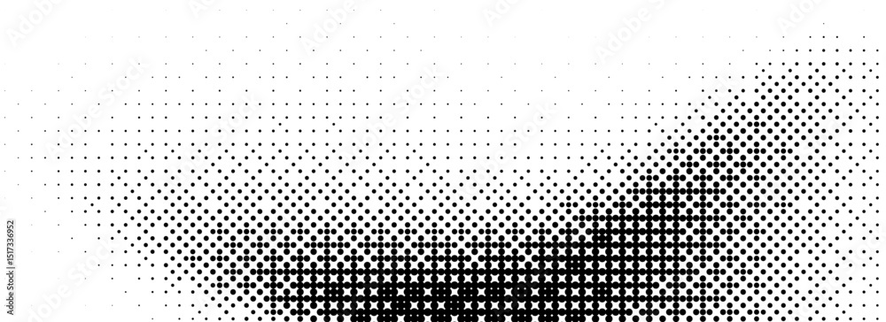 Poster Pixel bitmap texture. Black dither pattern wallpaper. Abstract glitch gradient pattern. 8 bit video game background. Wide raster screen backdrop. Vector halftone pixelated overlay cover