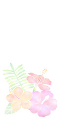 ハイビスカスの背景・薄（ハガキ）　k-3