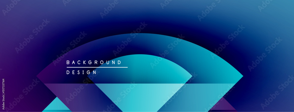 Aufkleber Abstract gradient background. Blue, purple hues blend smoothly. Geometric shapes overlap creating dynamic visual effect. Modern design element.