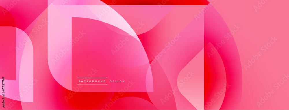 Aufkleber Abstract pink design features overlapping translucent shapes. Gradient colors create dynamic visual effect. Minimalist style, modern aesthetic.