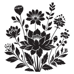 flower silhouette, editable vector image