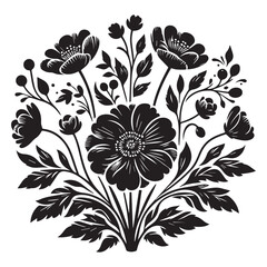 flower silhouette, editable vector image