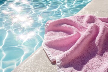 Pink towel resting by a pool