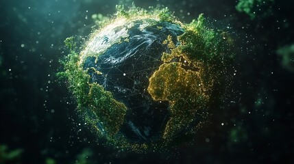 Obraz premium A thriving Earth illuminated with interconnected networks symbolizing global unity and progress soft