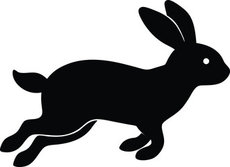 Jumping rabbit silhouette vector illustration. Stylized silhouette illustration of a leaping rabbit