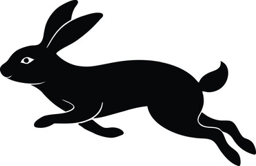 Jumping rabbit silhouette vector illustration. Stylized silhouette illustration of a leaping rabbit