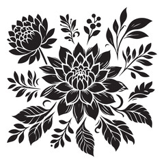 flower silhouette, editable vector image