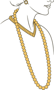 gold necklace woman portrait outline clip art preview
