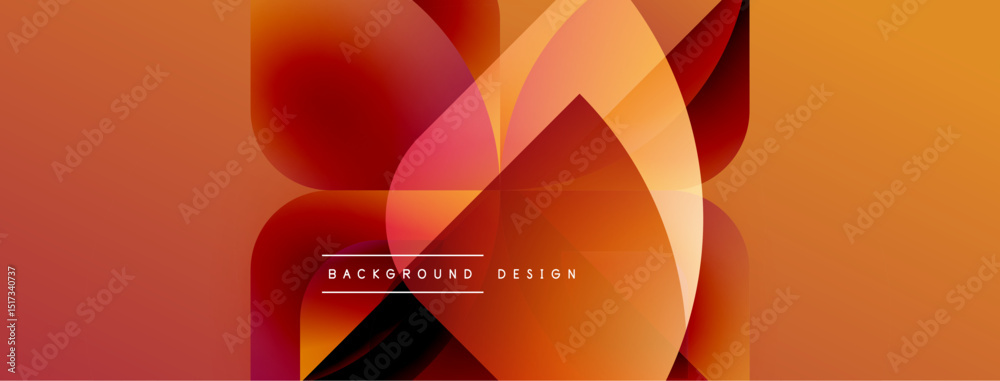 Poster abstract orange design. overlapping shapes create dynamic visual effect. warm tones dominate composi