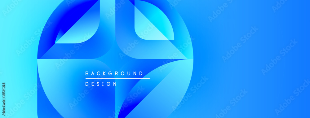 Aufkleber Abstract blue design. Overlapping shapes create dynamic visual effect. Gradient colors suggest depth, movement. Modern aesthetic.