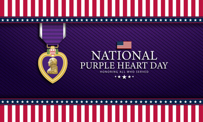 National Purple Heart Day August 7 Background Vector Illustration