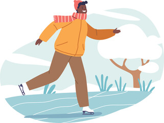 Boy skating on ice rink