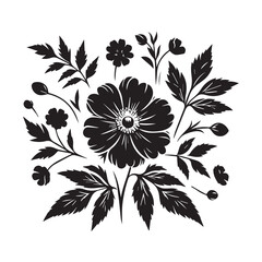 flower silhouette, editable vector image