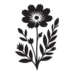flower silhouette, editable vector image