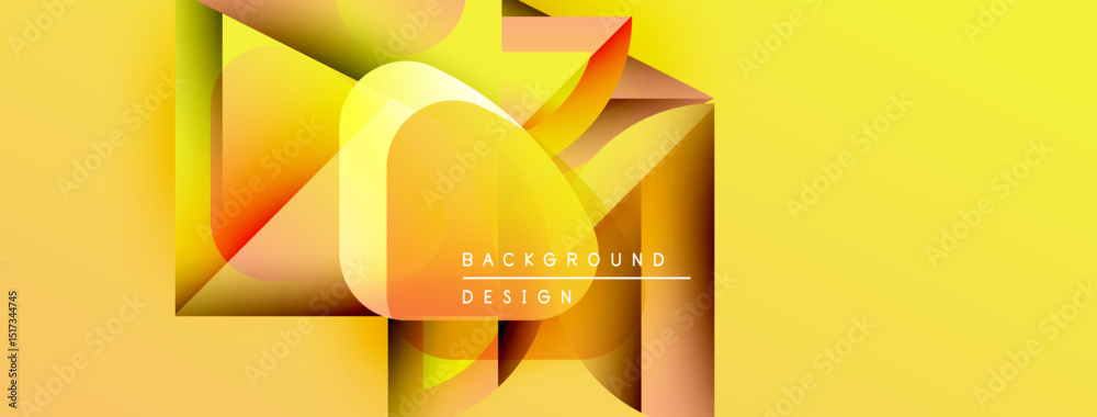 Leinwandbilder Abstract yellow design features layered geometric shapes. Gradient colors create modern visual effect. Text reads background design.