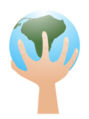save the world, hand holding earth