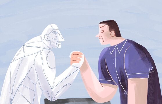 arm wrestling between robot and human