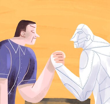 arm wrestling between robot and human