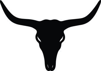longhorn skull silhouette, longhorn skull black silhouette vector illustration