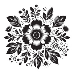 flower silhouette, editable vector image