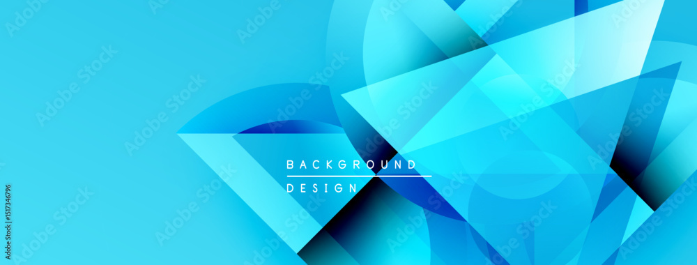 Aufkleber Abstract blue background. Geometric shapes overlap, creating dynamic visual effect. Modern design elements present smooth gradients.