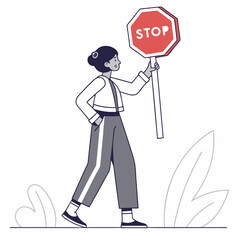 man with stop sign