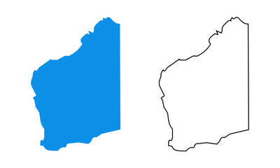 Map of Western Australia state. Map with detailed outlines and blue silhouettes  © kasmandesign