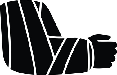 Black silhouette of an arm in a cast representing injury medical treatment orthopedic healthcare surgery recovery symbol