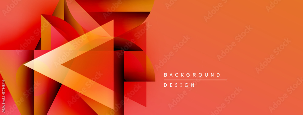 Aufkleber Abstract geometric shapes, vibrant orange hues, modern design. Background features layered triangles, creating dynamic visual effect.