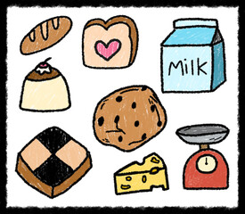 A set of warm-toned baking illustrations