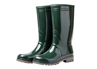 Pair of Green Rubber Rain Boots - Waterproof Wellington Boots