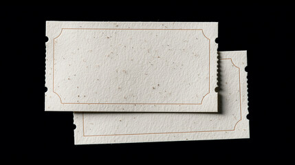 blank vintage-style tickets with perforated edges, blank tickets on black background