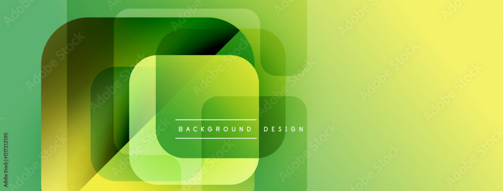 Aufkleber abstract geometric shapes overlap, creating vibrant green, yellow gradients. modern design element f