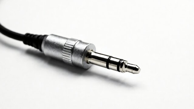 Close-up of a 3.5mm Audio Jack Connector on a White Background