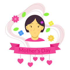mother's day theme. woman's face with mother's day ornament. vector illustration