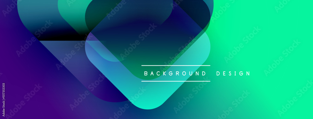 Leinwandbilder Abstract gradient shapes overlap. Vibrant purple transitions to bright turquoise. Text reads background design. Modern visual composition.