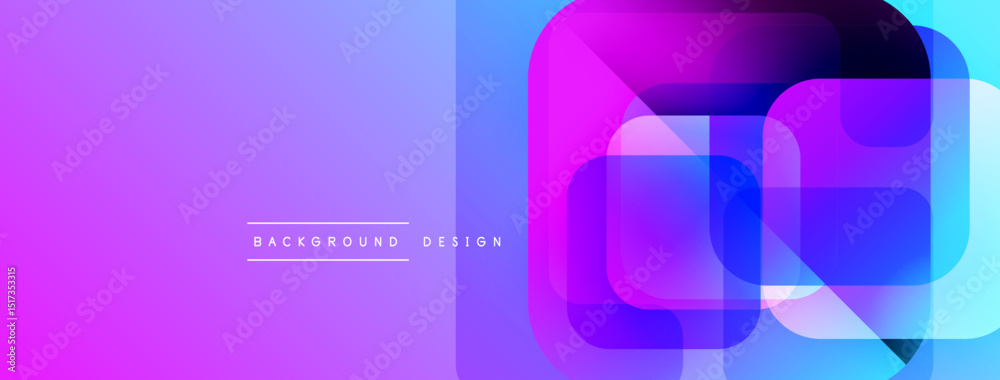 Aufkleber abstract geometric shapes overlap, creating vibrant purple, blue gradients. modern design element fo