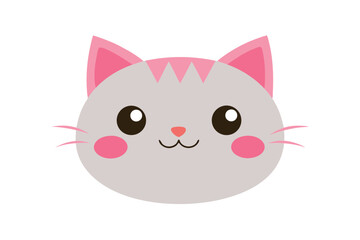 Fototapeta premium Beautiful Kawaii cat face illustration vector art illustration