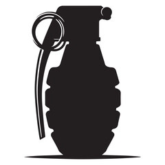 Hand Grenade silhouette illustration isolated on white, war, weapon.