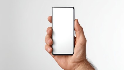 Hand holding a smartphone with blank screen (1)
