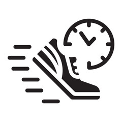 Shoe with clock showing speed